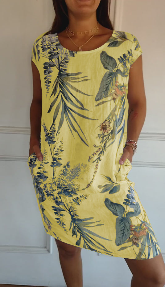 Women's Leaf Print Casual Summer Dress