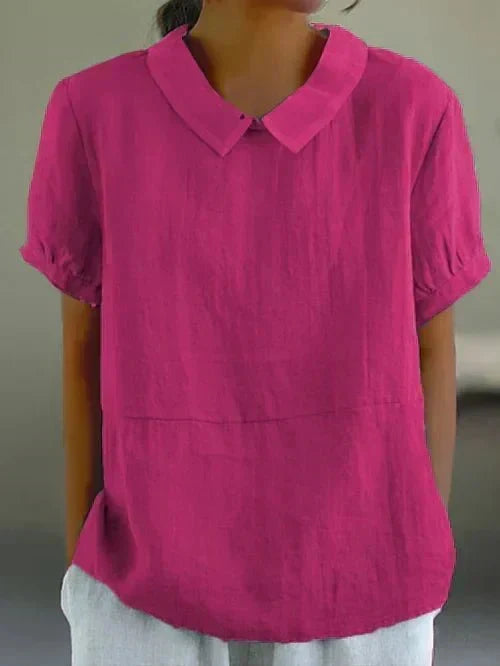 Women's Peter Pan Collar Linen Blouse
