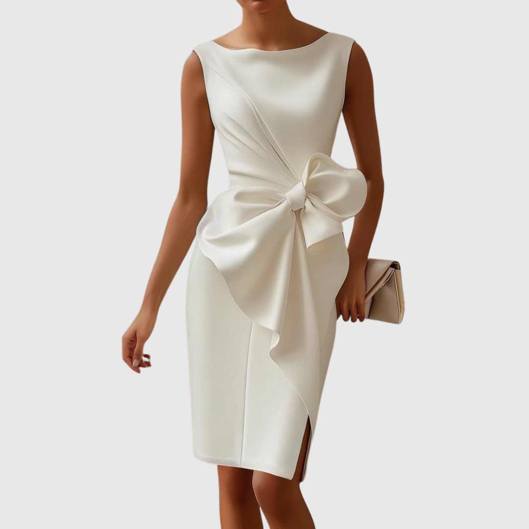 Women's Bow-Accent Sophisticated Midi Dress