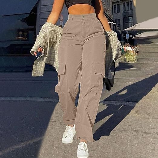 Women's High-Rise Streetwear Cargo Trousers