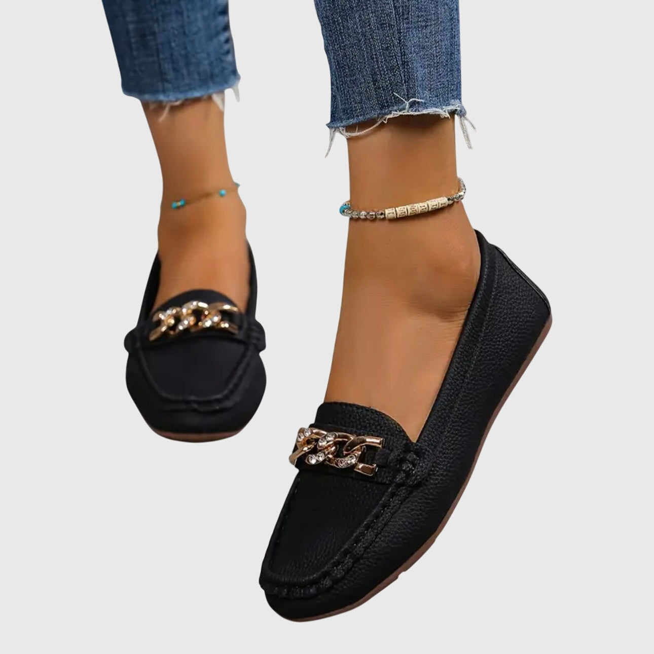 Women's Chain-Embellished Slip-On Loafers