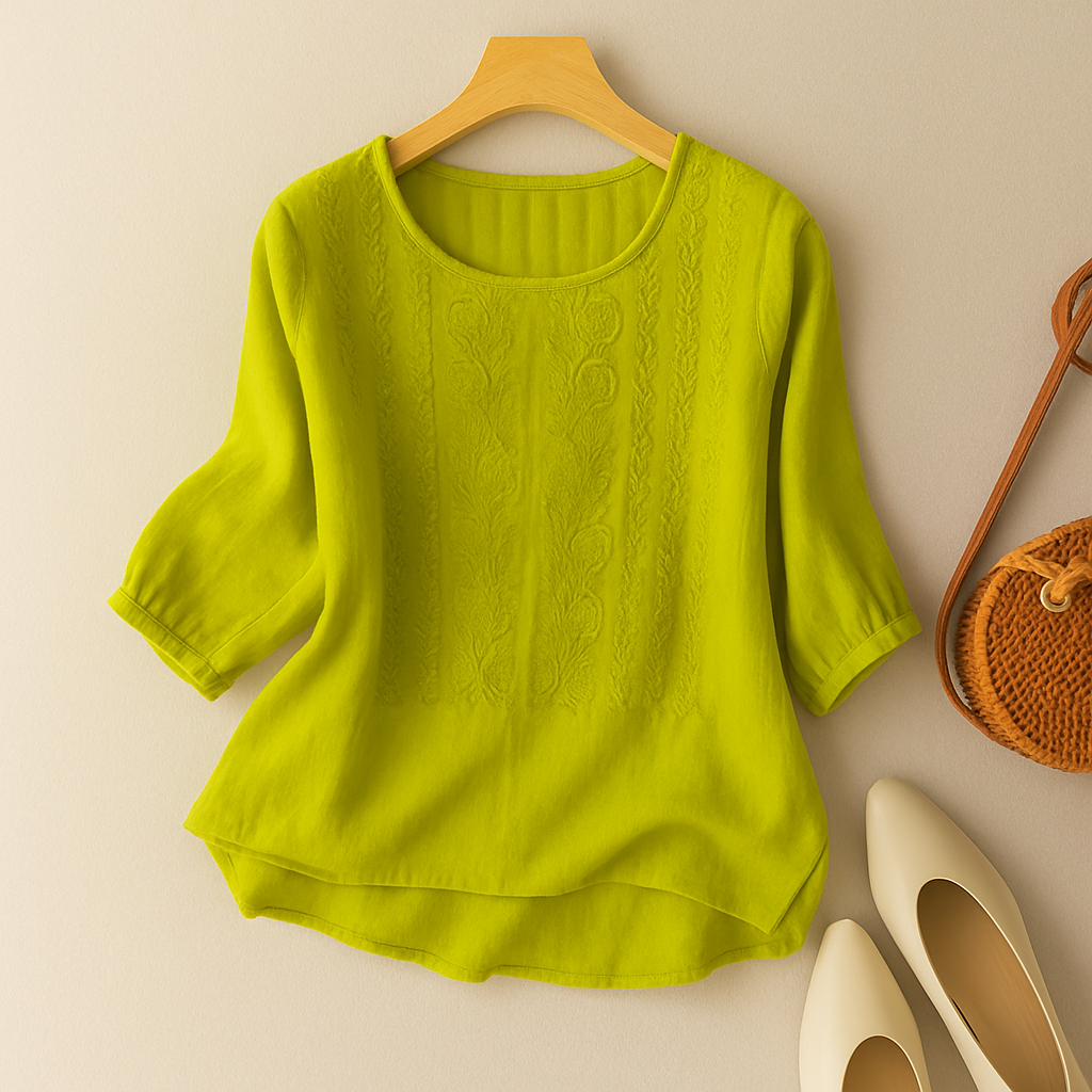 Women's Crew-Neck Embroidered Blouse