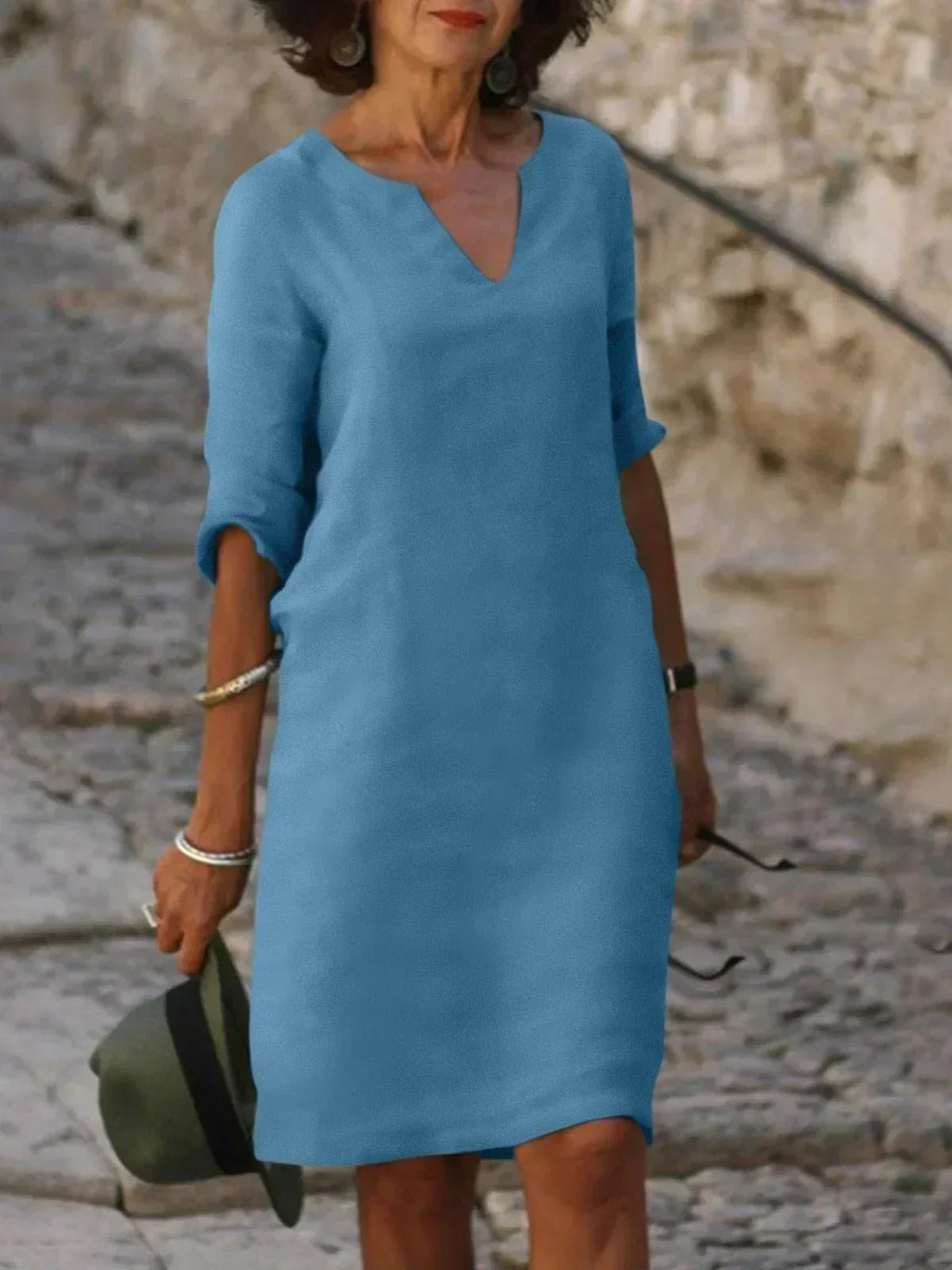 Women's Sophisticated Neckline Detail Midi Dress