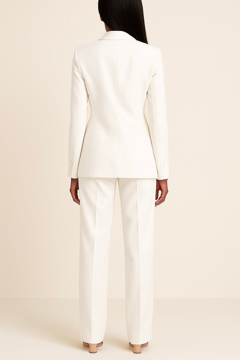 Women's Single-Button Blazer and Wide-Leg Jumpsuit Set