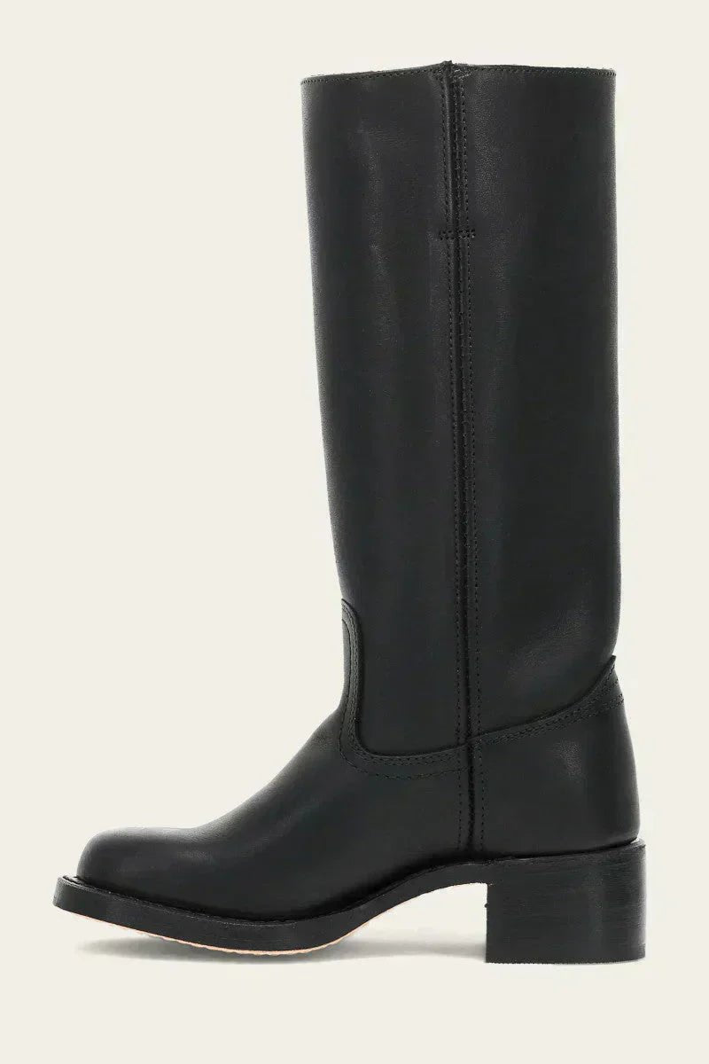 Fitted Leather Knee-High Boots with Chunky Tread Sole for Women