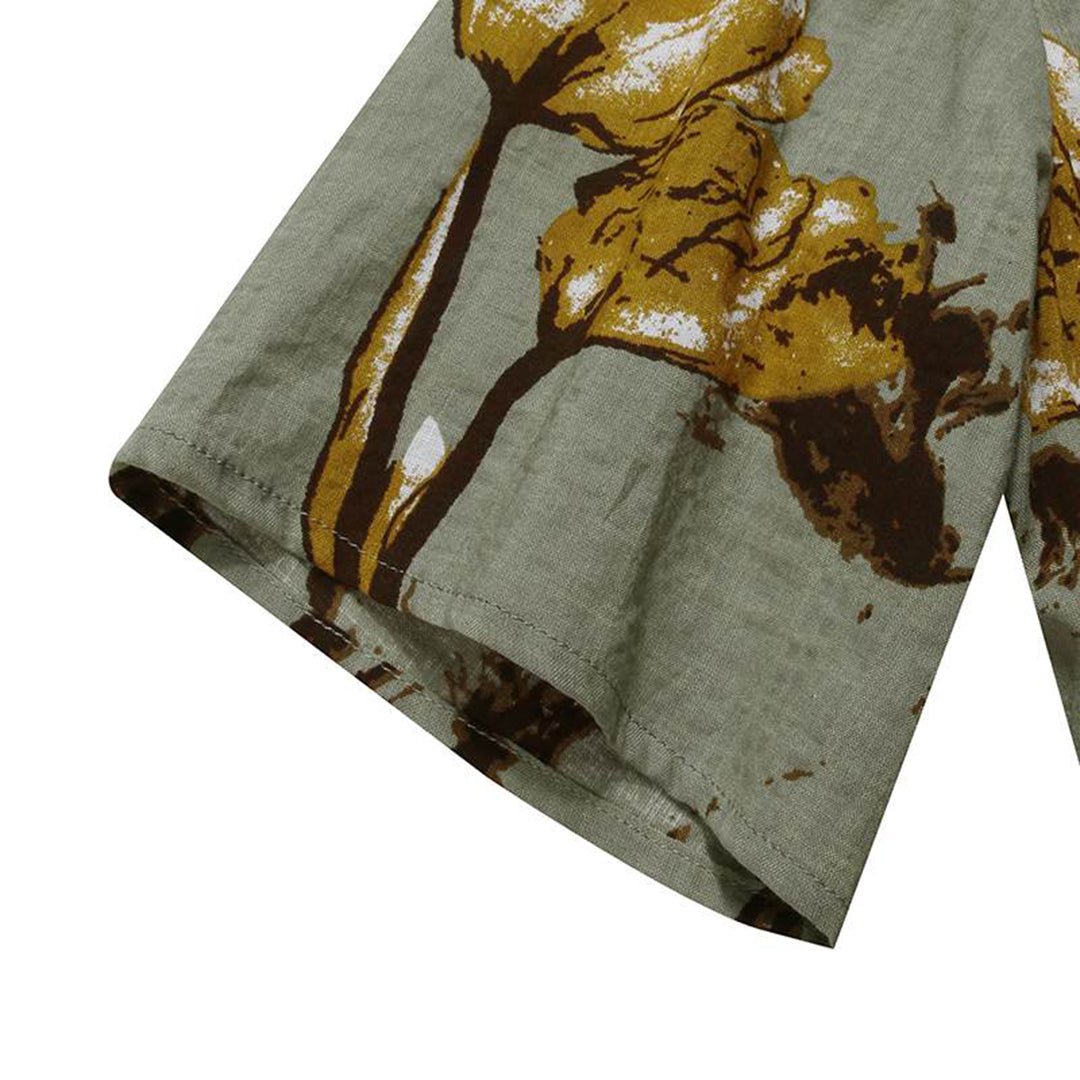 Women's Short-Sleeve Loose Floral Maxi Dress