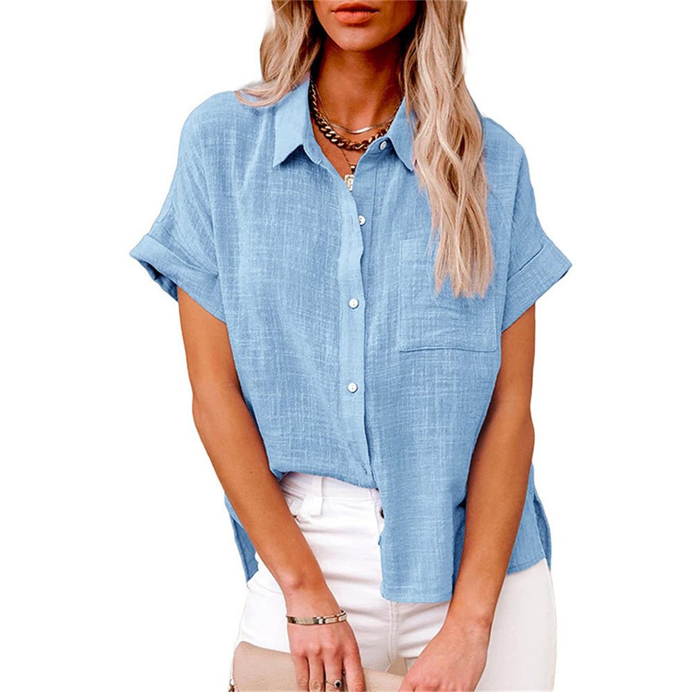 Women's Lightweight Short-Sleeve Button-Front Blouse