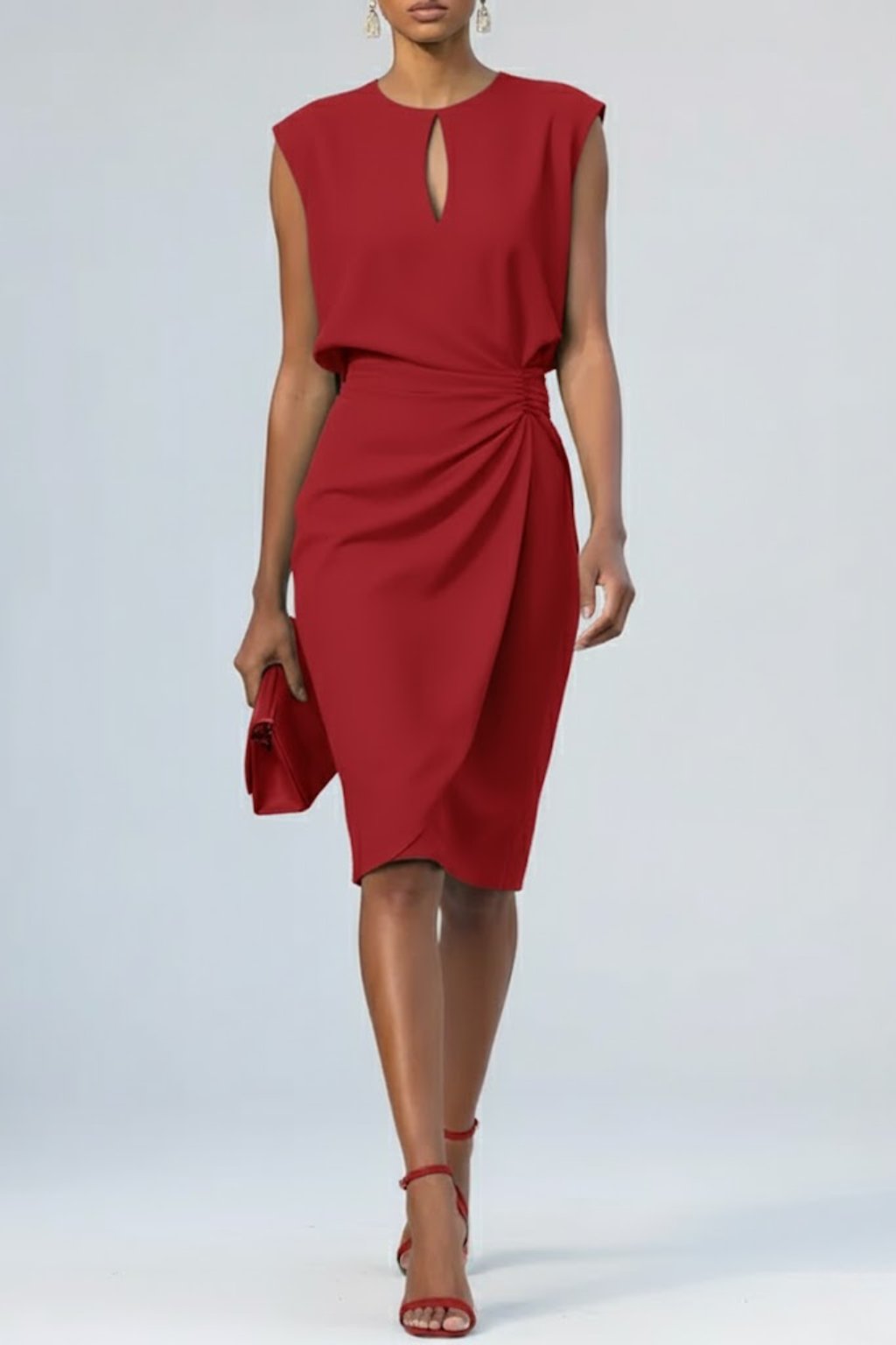 Women's Ruffle-Trim Keyhole Neck Midi Dress