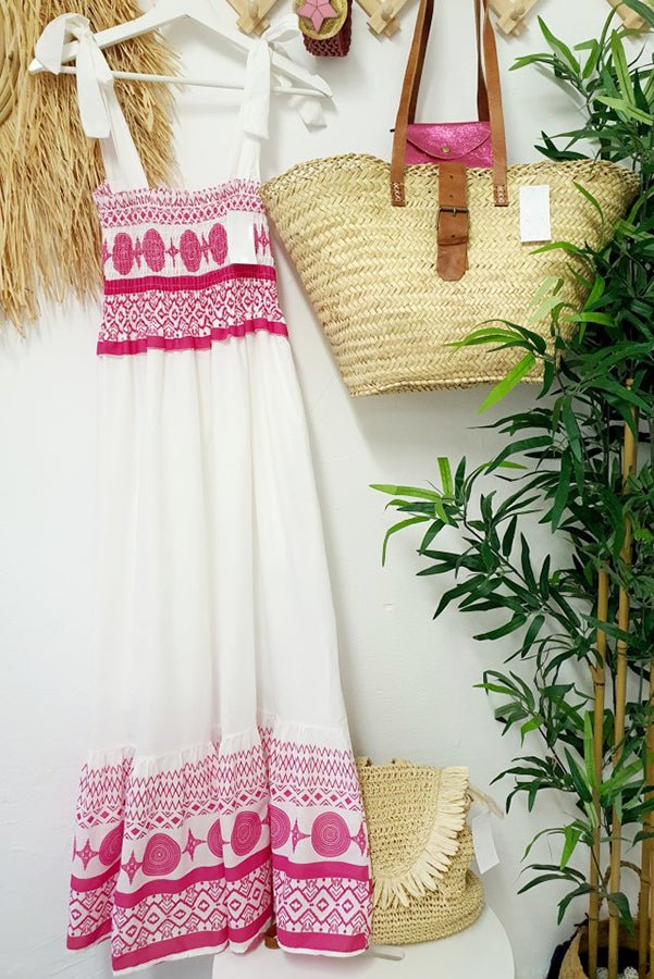 Women's Square Neck Lace-Up Boho Print Sleeveless Maxi Dress