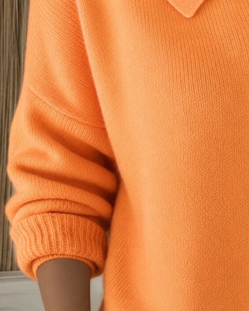 Women's Relaxed Polo Neck Buttoned Knit Cardigan