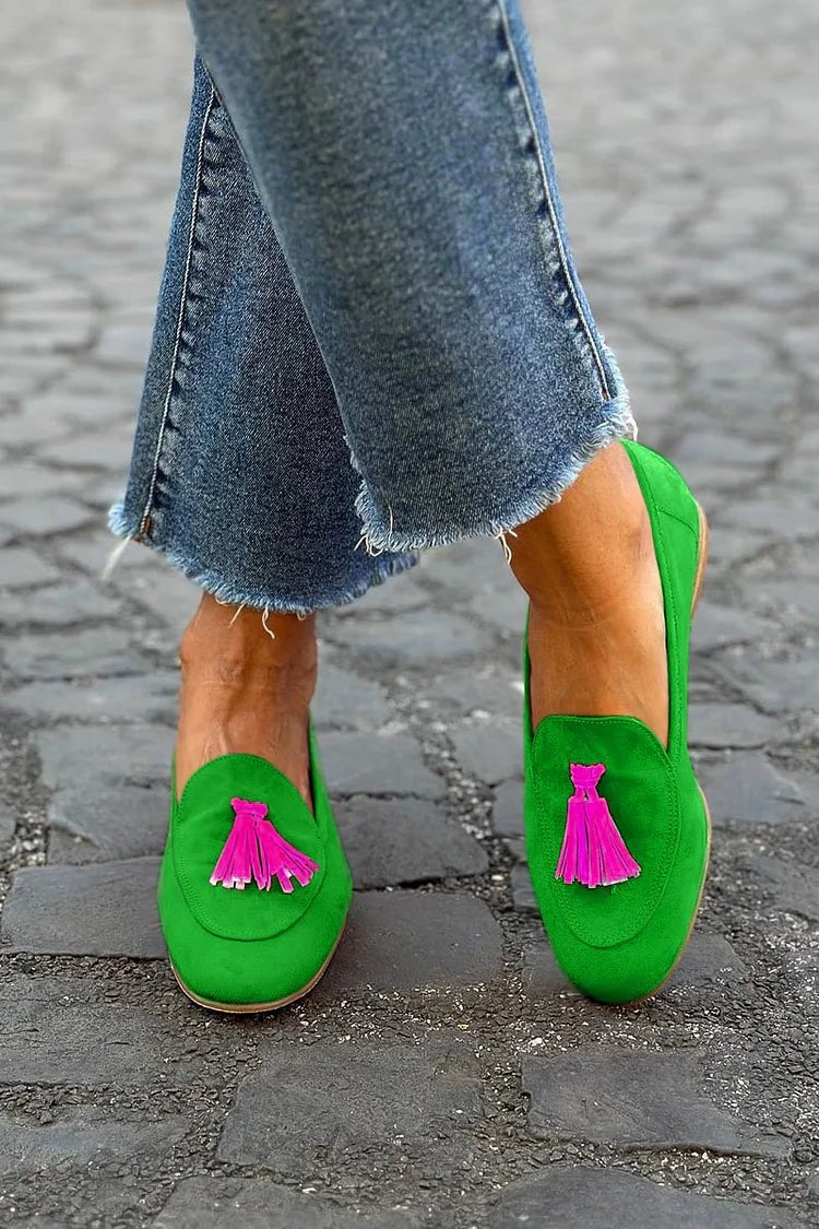 Women's Suede Loafers with Tassel Detail
