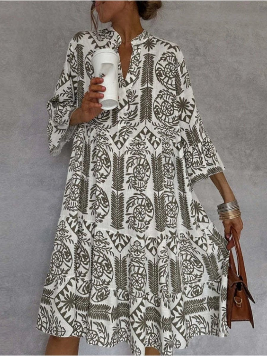 Women's Flared Floral Print Tunic Dress