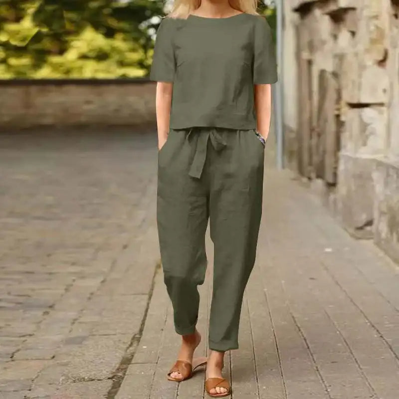 Women's Relaxed Belted Two-Piece Set