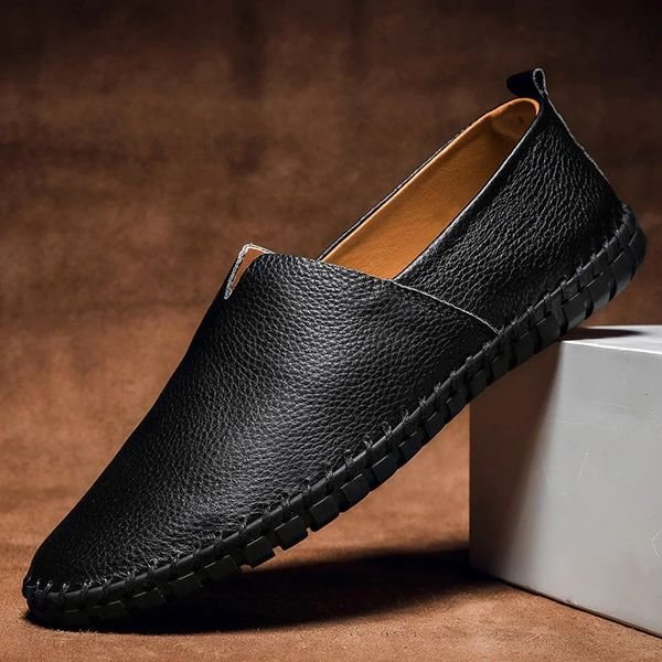 Men's Leather Whipstitch-Trimmed Slip-On Loafers
