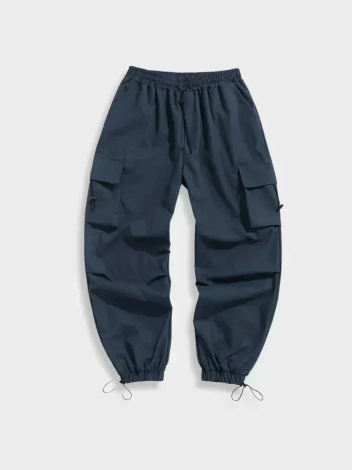 Men's Wide Cargo Trousers with Elastic Waist and Cinch Cuffs