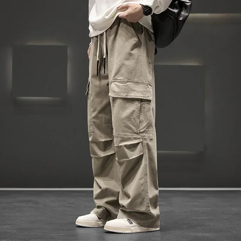 Men's Wide-Leg Cargo Pants with Utility Pockets