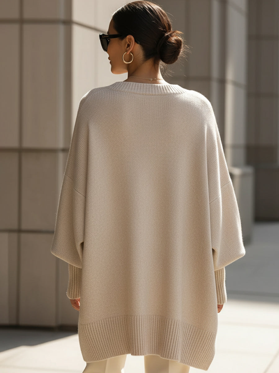 Loose Knit Short-Sleeve Sweater Top for Women