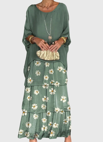 Women's Bohemian Tiered Maxi Dress with Built-In Shorts