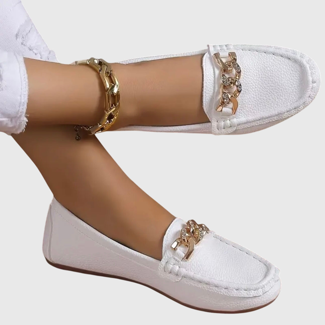 Women's Chain-Embellished Slip-On Loafers