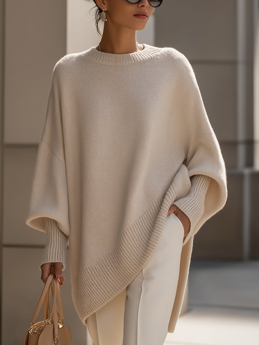 Loose Knit Short-Sleeve Sweater Top for Women