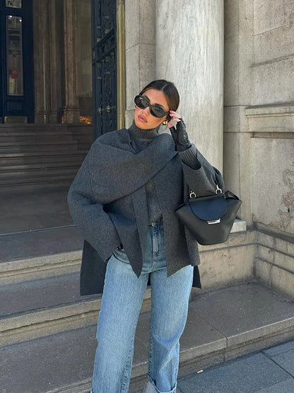 Women's Draped Cape-Style Coat