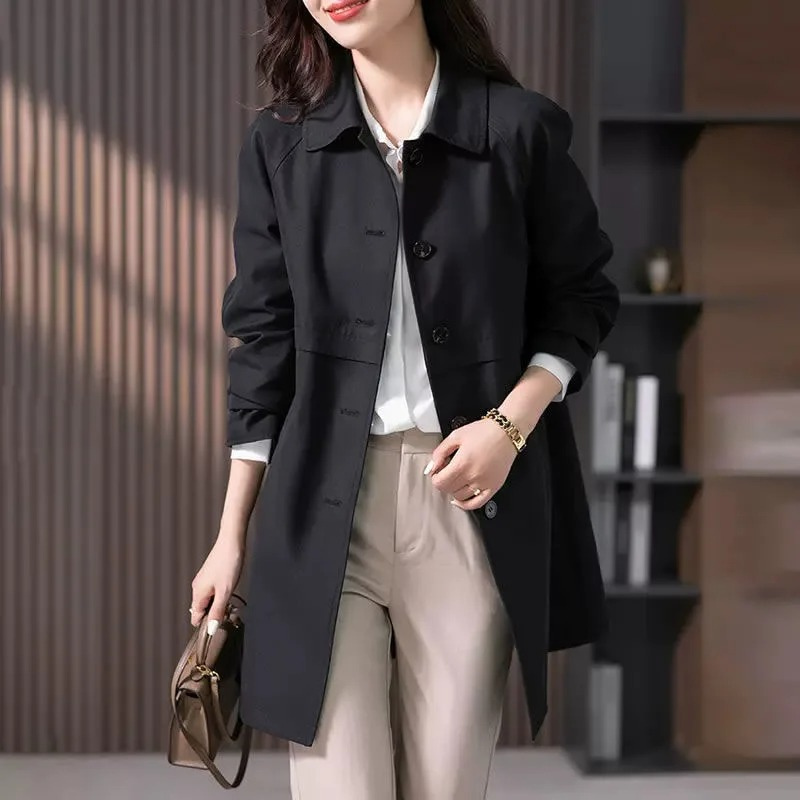 Women's Button-Front Classic Trench Coat