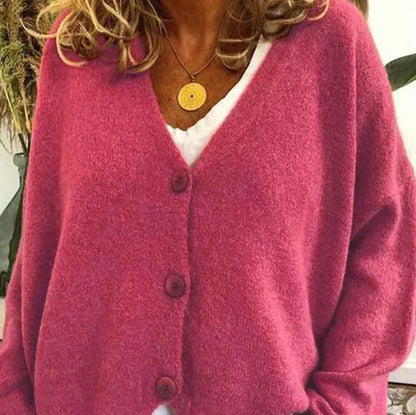 Women's Button-Down V-Neck Cardigan