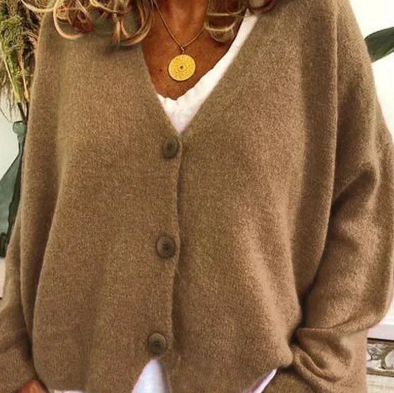 Women's Button-Down V-Neck Cardigan