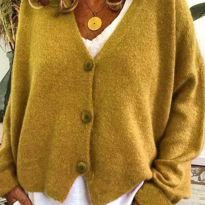 Women's Button-Down V-Neck Cardigan