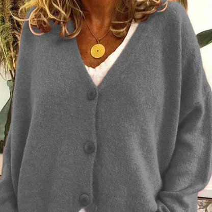 Women's Button-Down V-Neck Cardigan