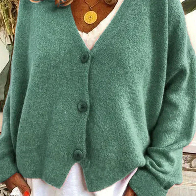 Women's Button-Down V-Neck Cardigan