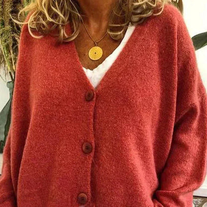Women's Button-Down V-Neck Cardigan