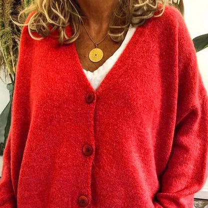 Women's Button-Down V-Neck Cardigan