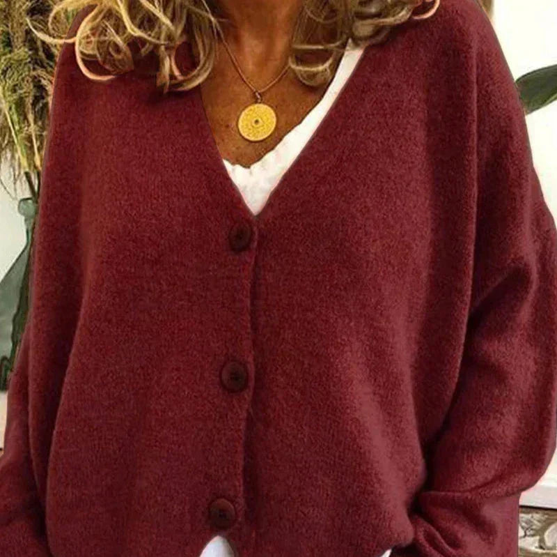 Women's Button-Down V-Neck Cardigan