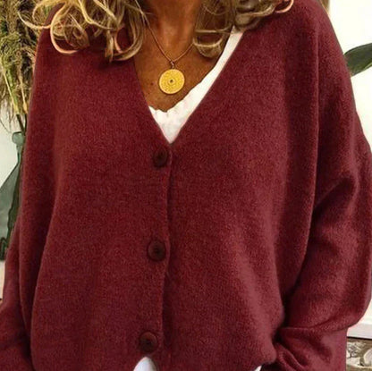 Women's Button-Down V-Neck Cardigan