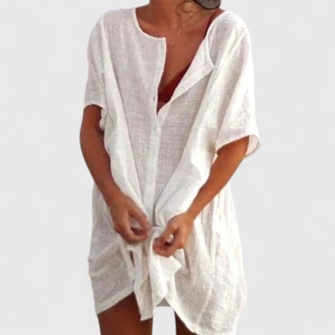 Women's Button-Front Loose Beach Cover-Up Shorts