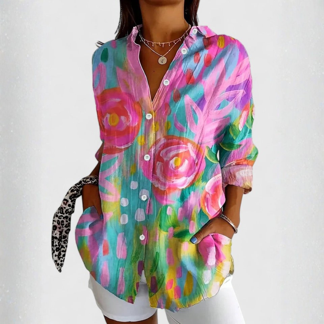 Women's Multicolor Floral Button-Down Shirt
