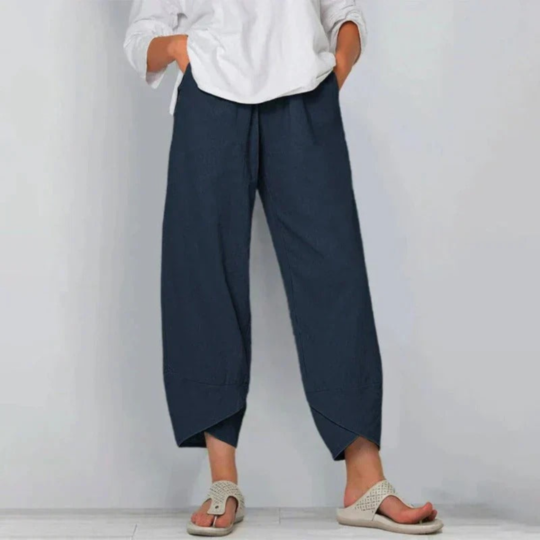 Women's Casual Wide-Leg Cropped Trousers