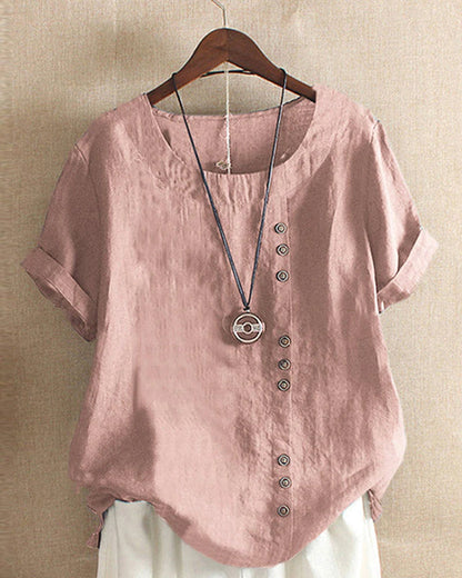 Women's Button-Accent Casual Summer Blouse