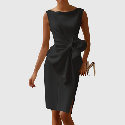 Women's Bow-Accent Sophisticated Midi Dress