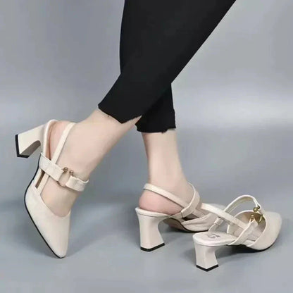 Women's Pointed-Toe Mary Jane Chunky Heel Slingbacks
