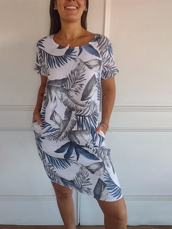 Women's Leaf Print Casual Summer Dress