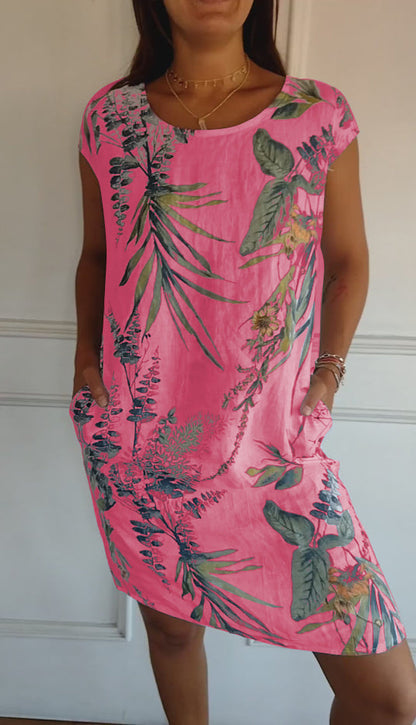 Women's Leaf Print Casual Summer Dress