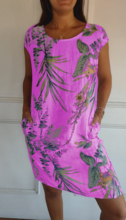 Women's Leaf Print Casual Summer Dress