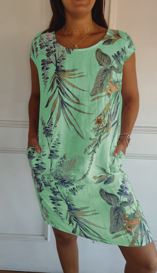 Women's Leaf Print Casual Summer Dress
