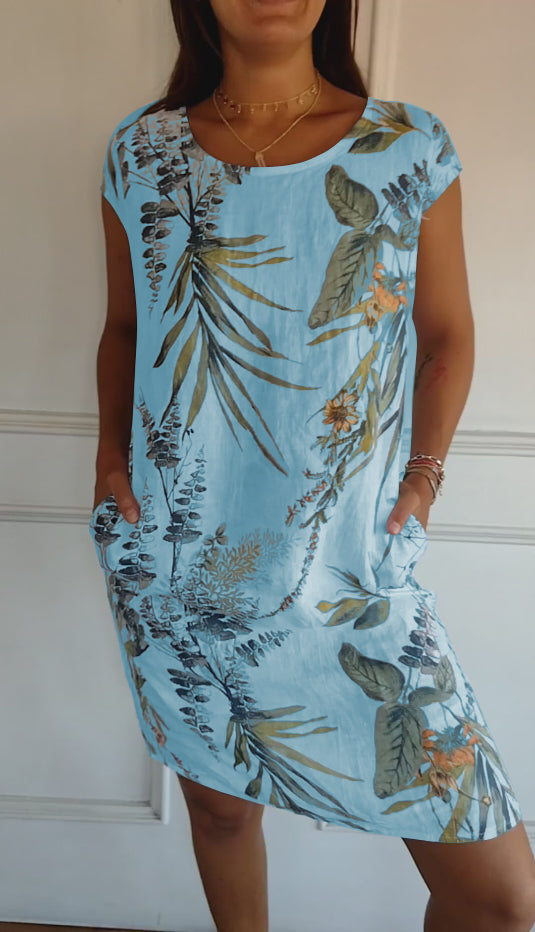 Women's Leaf Print Casual Summer Dress