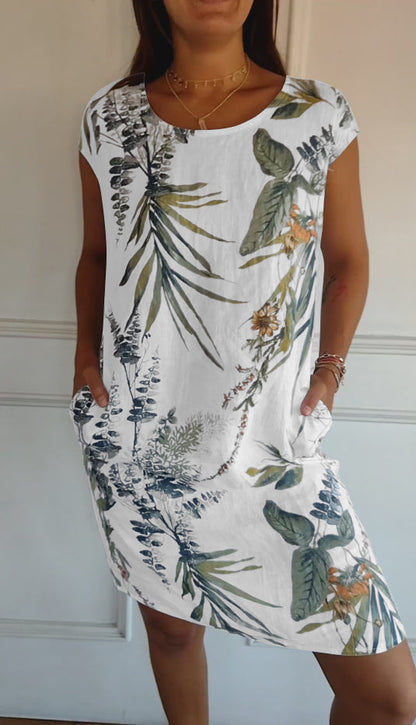 Women's Leaf Print Casual Summer Dress