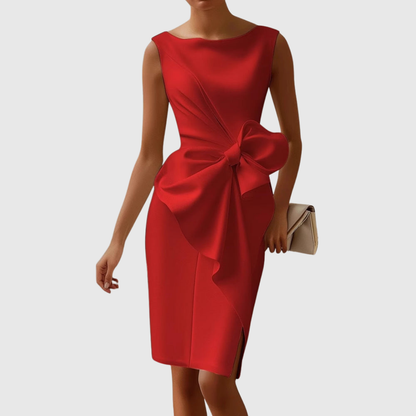 Women's Bow-Accent Sophisticated Midi Dress