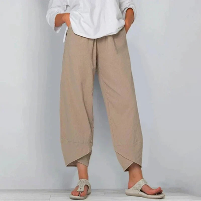 Women's Casual Wide-Leg Cropped Trousers