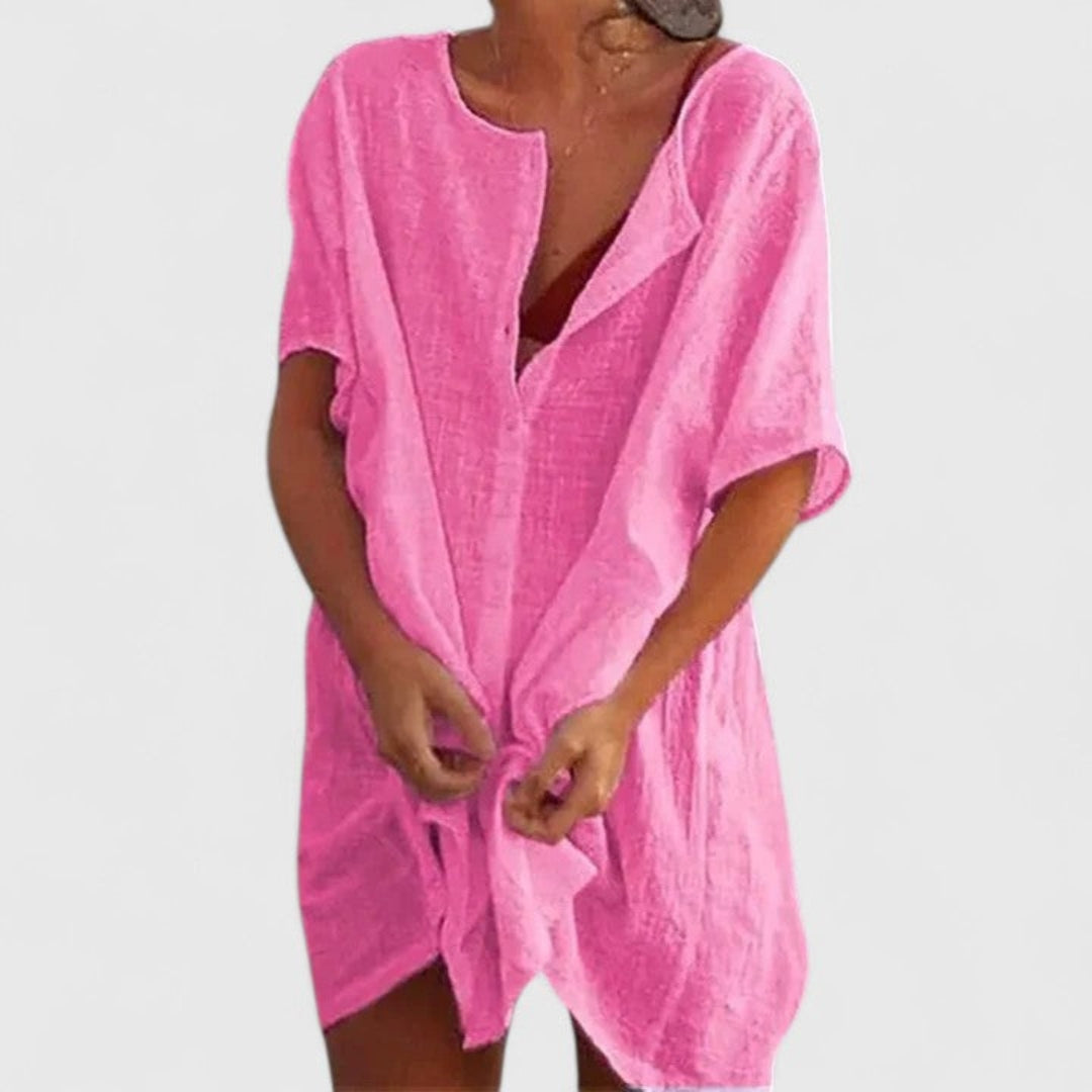 Women's Button-Front Loose Beach Cover-Up Shorts